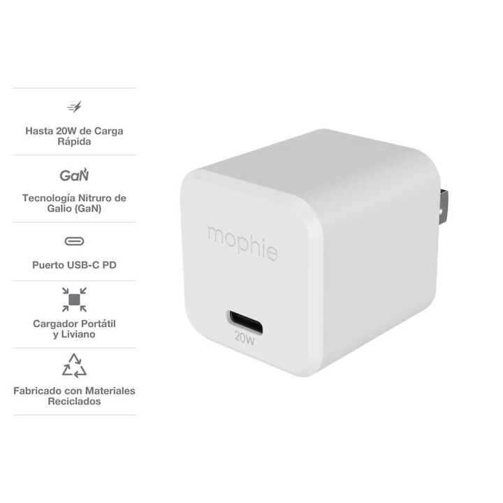 CARGADOR DE PARED MOPHIE USB-C GAN 20W