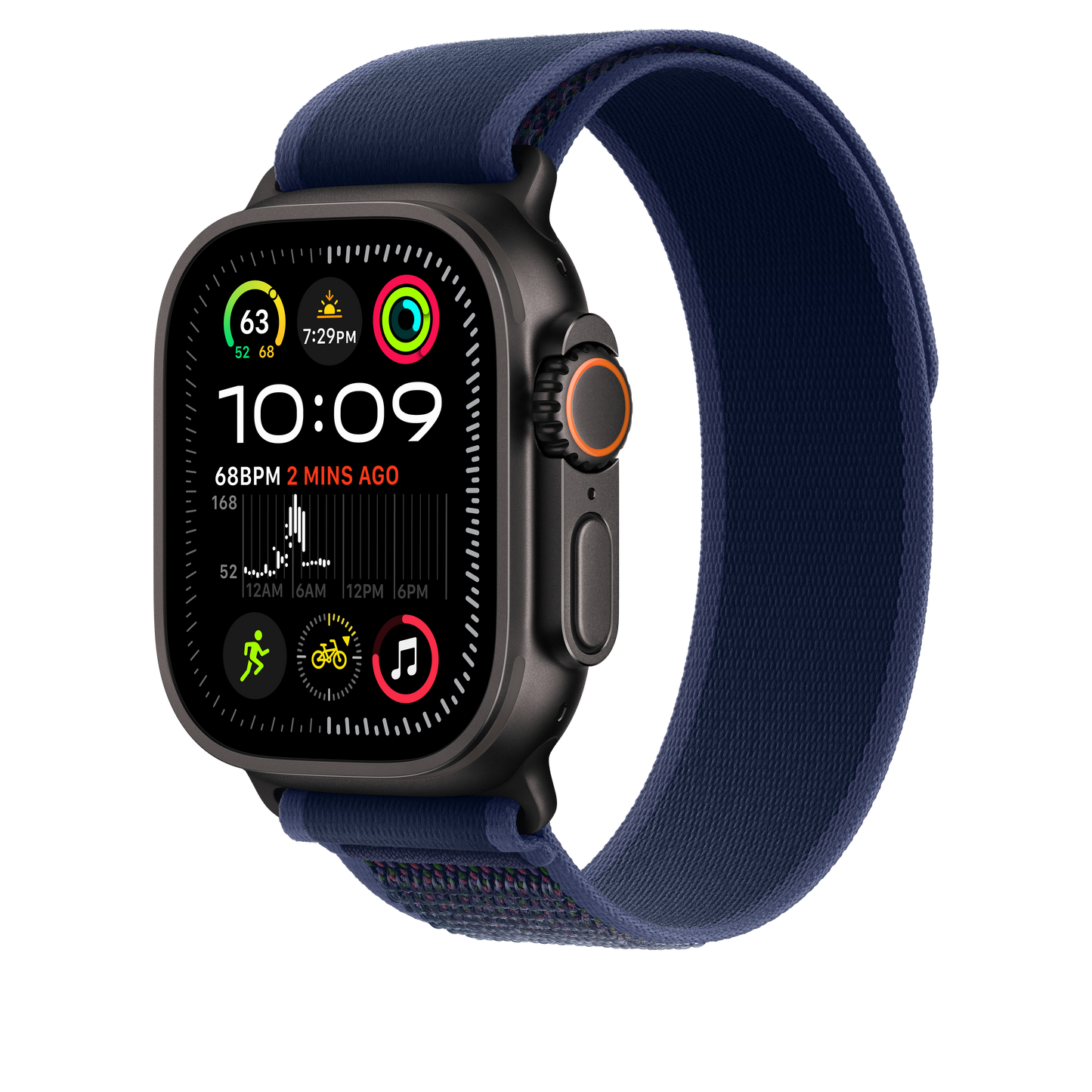 Correa Trail azul para caja de 49 mm - S/M - Acabado de titanio negro
