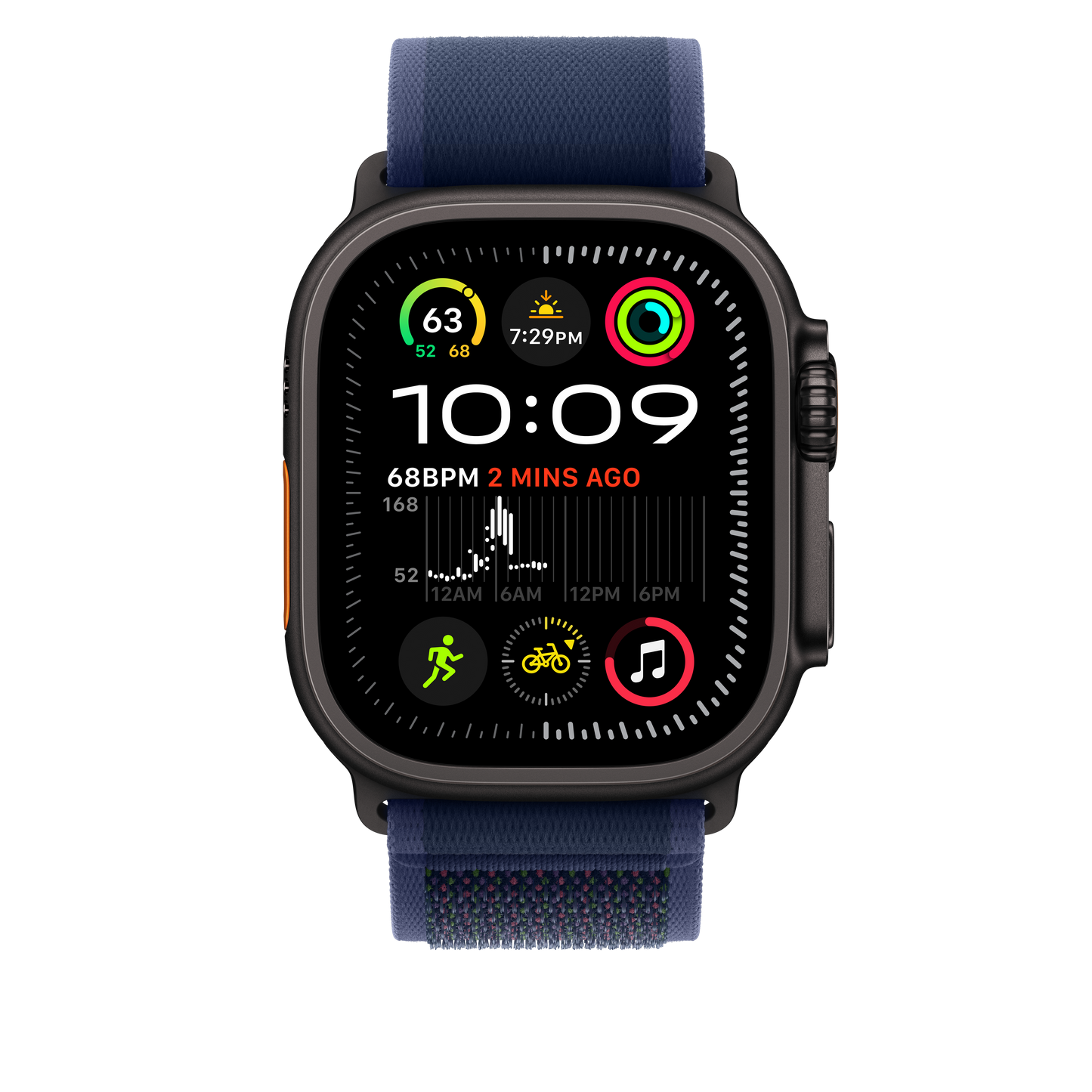 Correa Trail azul para caja de 49 mm - S/M - Acabado de titanio negro