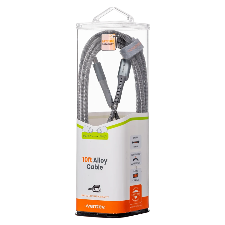 Cable de Aleacion VENTEV USB-C a USB-C 10FT - Acero