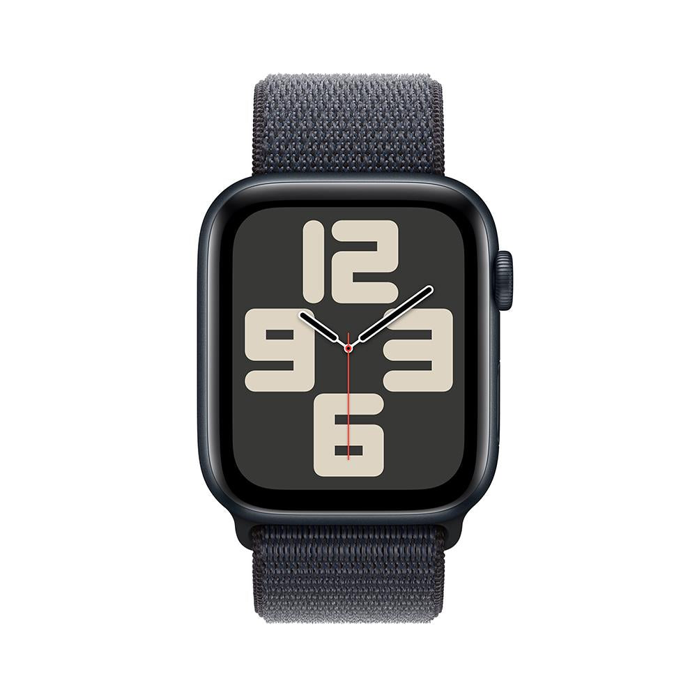 Apple Watch SE GPS • Caja de aluminio color medianoche de 44 mm • Correa loop deportiva color tinta