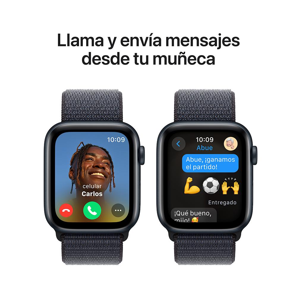 Apple Watch SE GPS • Caja de aluminio color medianoche de 44 mm • Correa loop deportiva color tinta