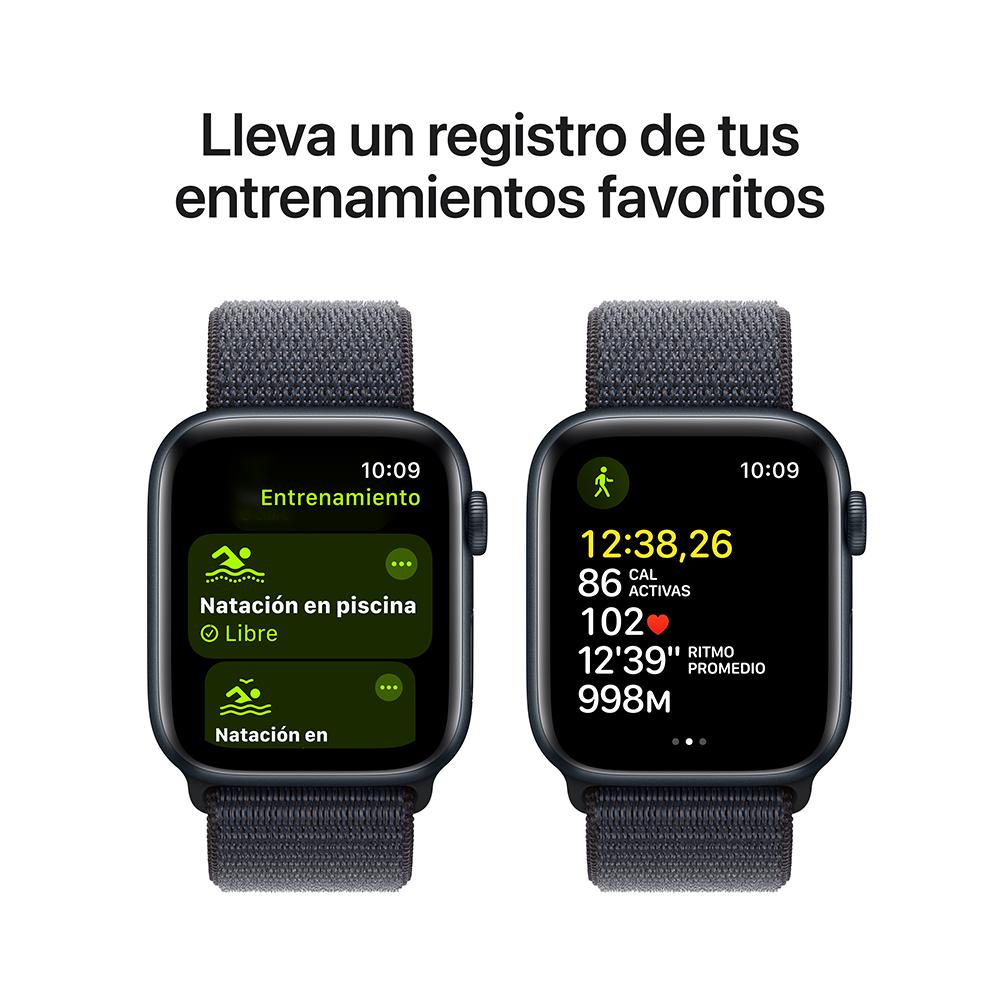 Apple Watch SE GPS • Caja de aluminio color medianoche de 44 mm • Correa loop deportiva color tinta