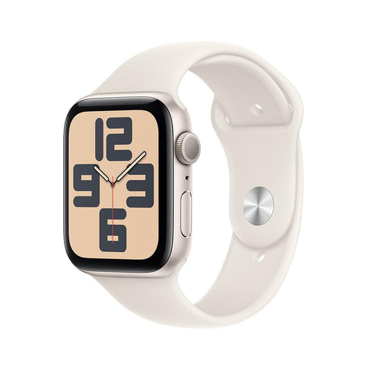 Apple Watch SE GPS • Caja de aluminio blanco estelar de 44 mm • Correa deportiva blanco estelar - S/M
