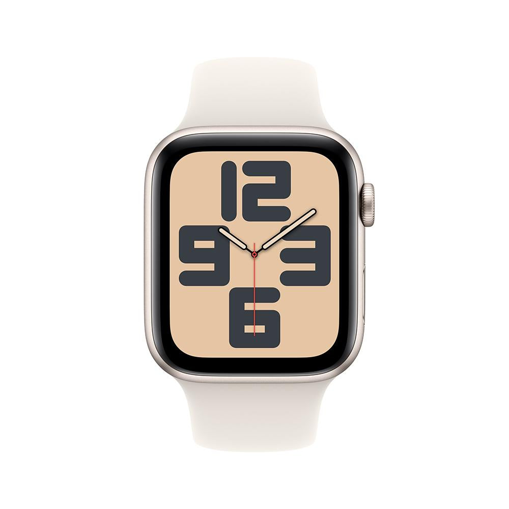 Apple Watch SE GPS • Caja de aluminio blanco estelar de 44 mm • Correa deportiva blanco estelar - M/L