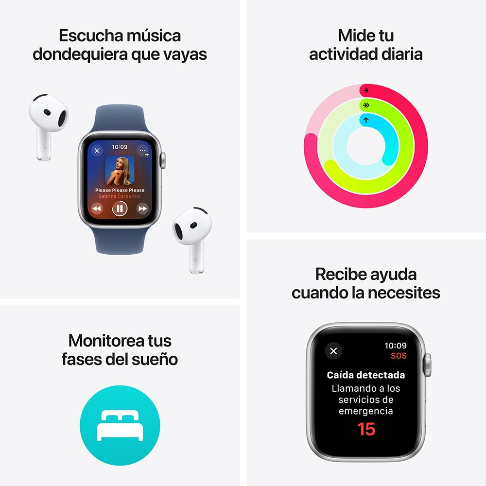 Apple Watch SE GPS • Caja de aluminio blanco estelar de 44 mm • Correa deportiva blanco estelar - M/L