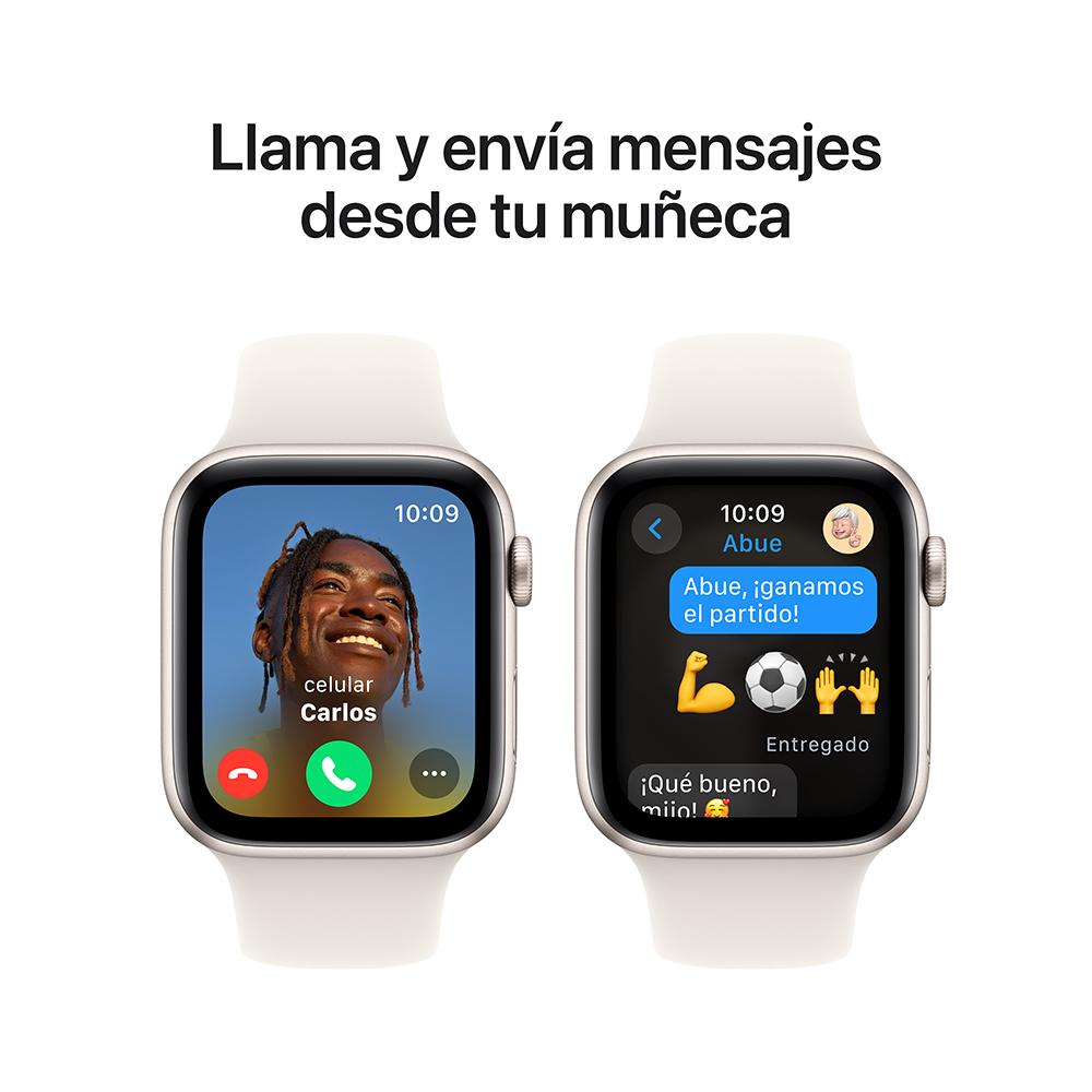 Apple Watch SE GPS • Caja de aluminio blanco estelar de 44 mm • Correa deportiva blanco estelar - M/L