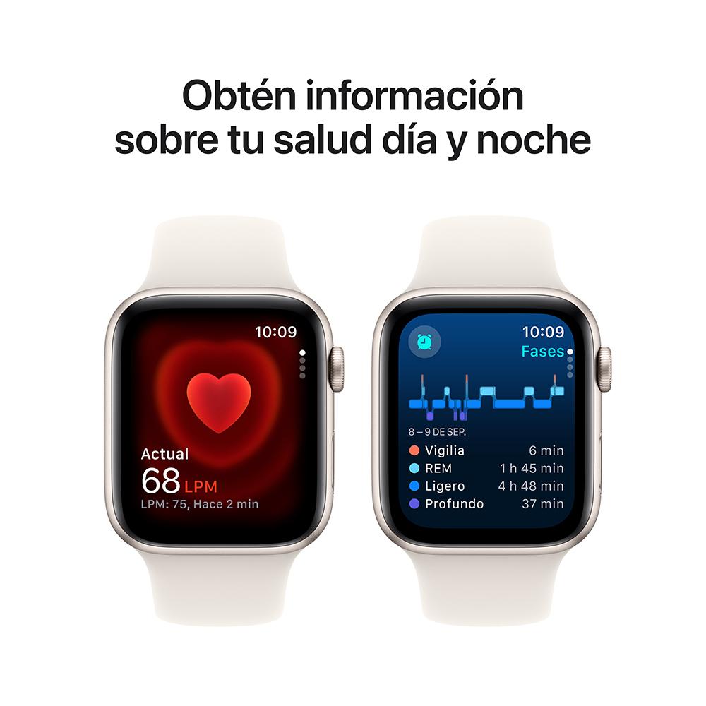 Apple Watch SE GPS • Caja de aluminio blanco estelar de 44 mm • Correa deportiva blanco estelar - M/L