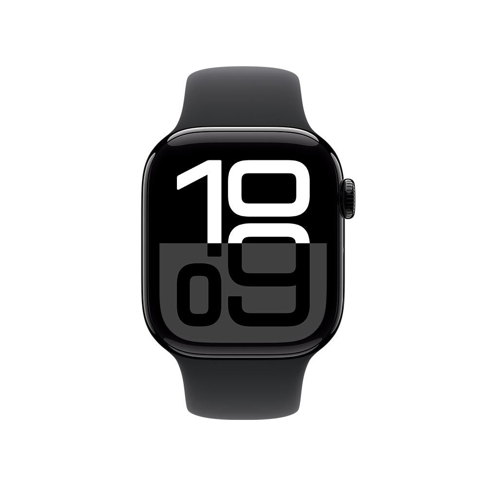 Apple Watch Series 10 GPS • Caja de aluminio negro azabache de 42 mm • Correa deportiva negra - S/M