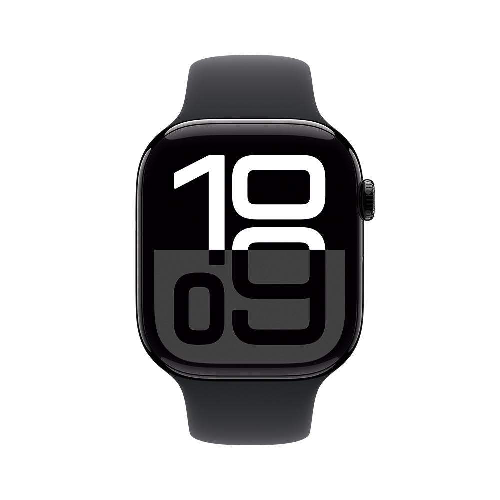 Apple Watch Series 10 GPS • Caja de aluminio negro azabache de 46 mm • Correa deportiva negra - S/M