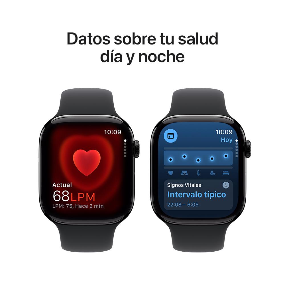 Apple Watch Series 10 GPS • Caja de aluminio negro azabache de 46 mm • Correa deportiva negra - S/M