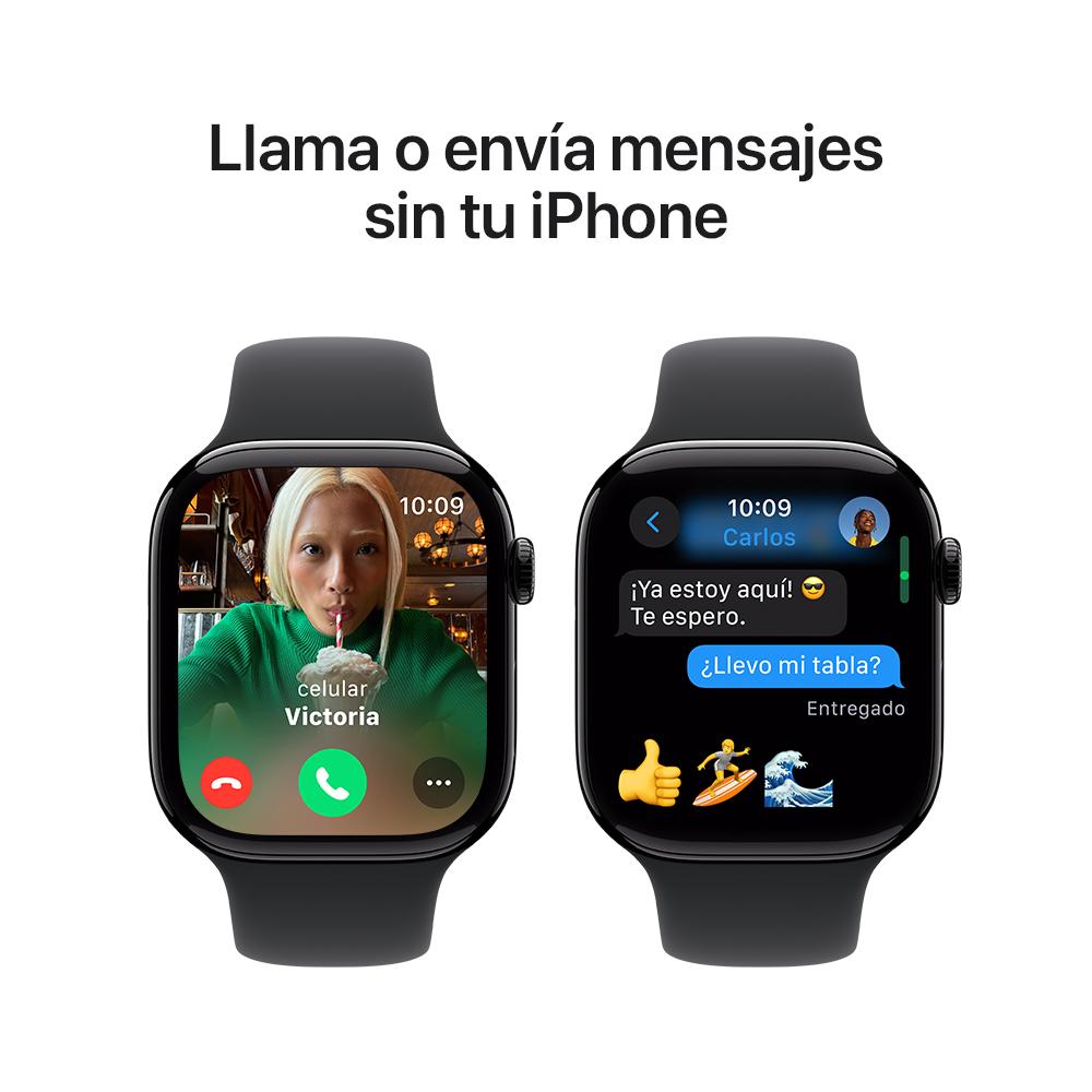 Apple Watch Series 10 GPS • Caja de aluminio negro azabache de 46 mm • Correa deportiva negra - S/M