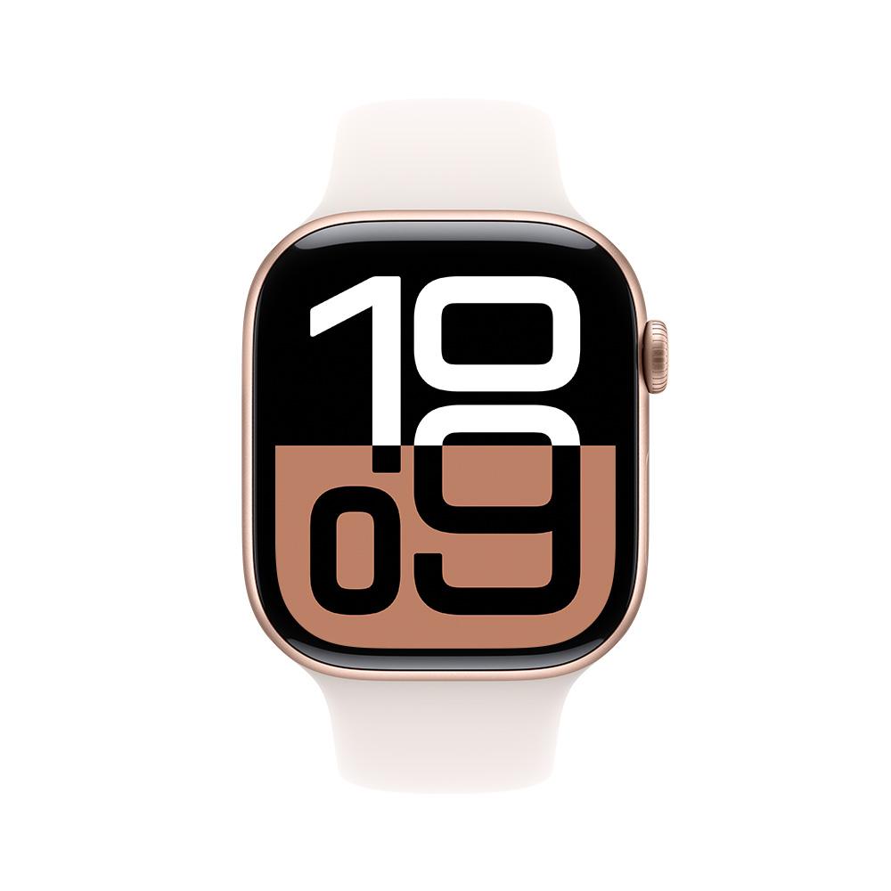 Apple Watch Series 10 GPS • Caja de aluminio color oro rosa de 46 mm • Correa deportiva rosa rubor - S/M