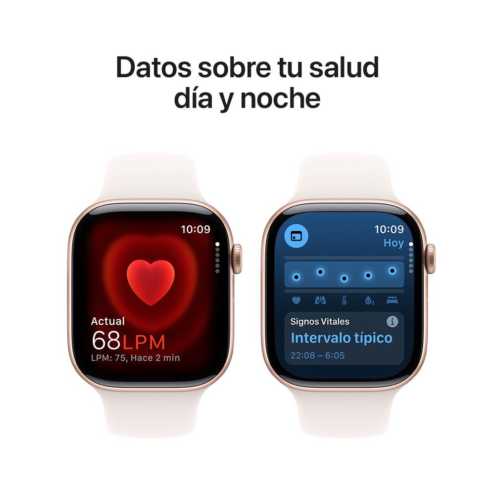 Apple Watch Series 10 GPS • Caja de aluminio color oro rosa de 46 mm • Correa deportiva rosa rubor - S/M