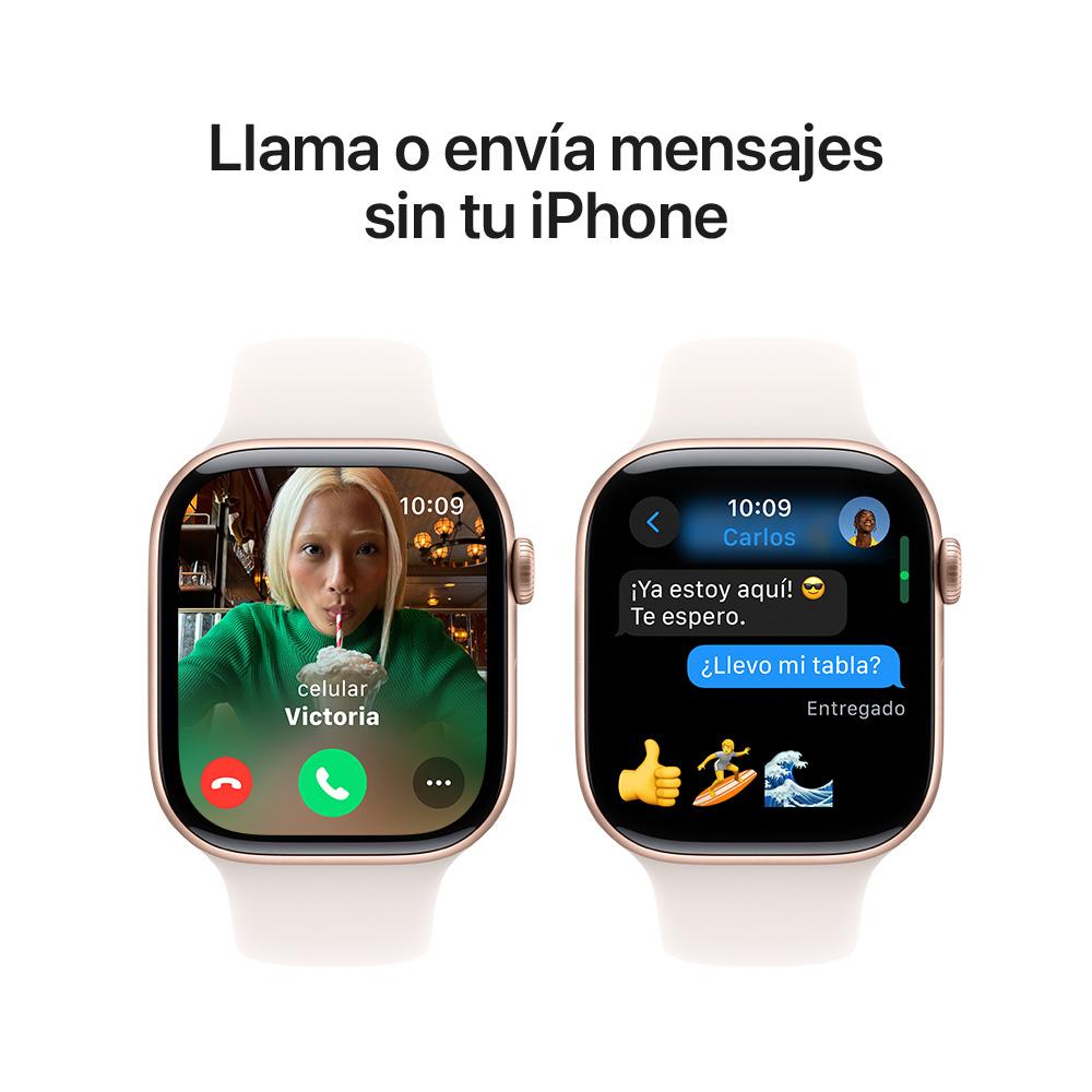 Apple Watch Series 10 GPS • Caja de aluminio color oro rosa de 46 mm • Correa deportiva rosa rubor - S/M