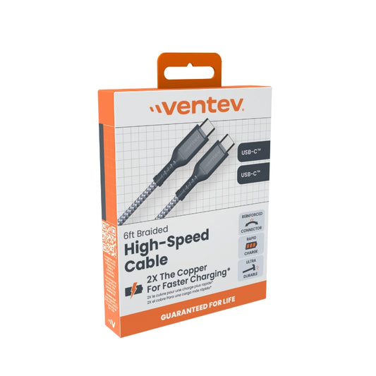 CABLE VENTEV BRAIDED USB-C A USB-C 1.8M GRY