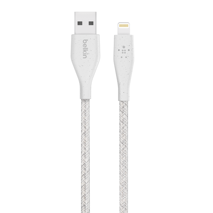 Cable BELKIN DuraTek Plus Lightning a USB-A con correa - Blanco