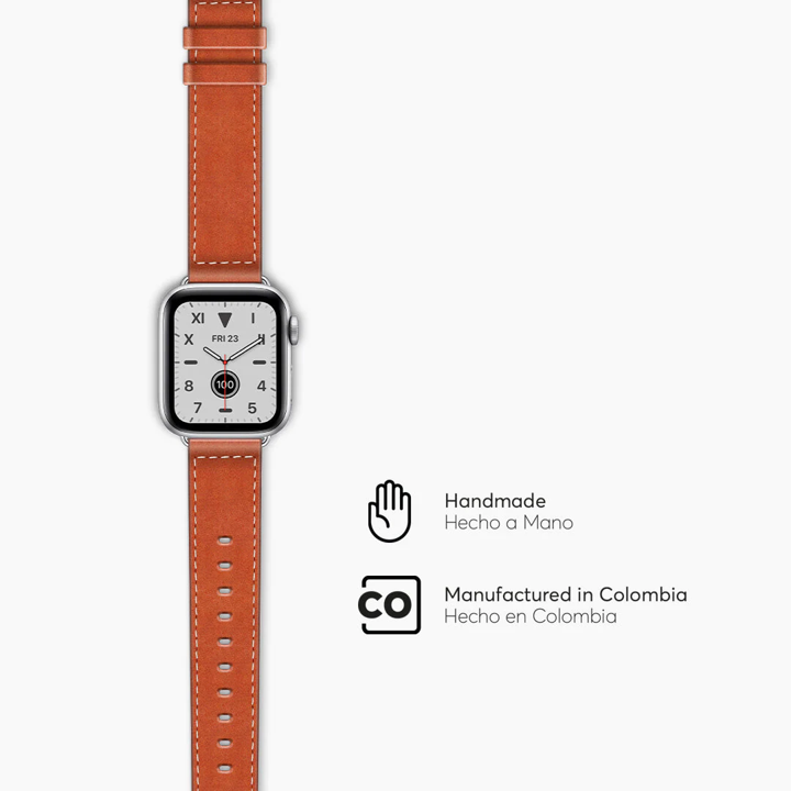 Correa NCO en cuero para Apple Watch (todas las tallas)- Caramelo