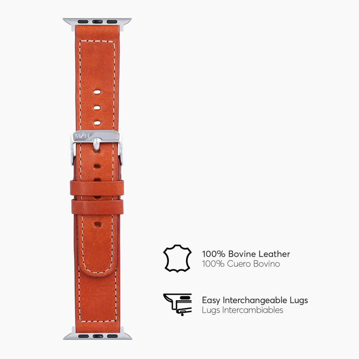 Correa NCO en cuero para Apple Watch (todas las tallas)- Caramelo