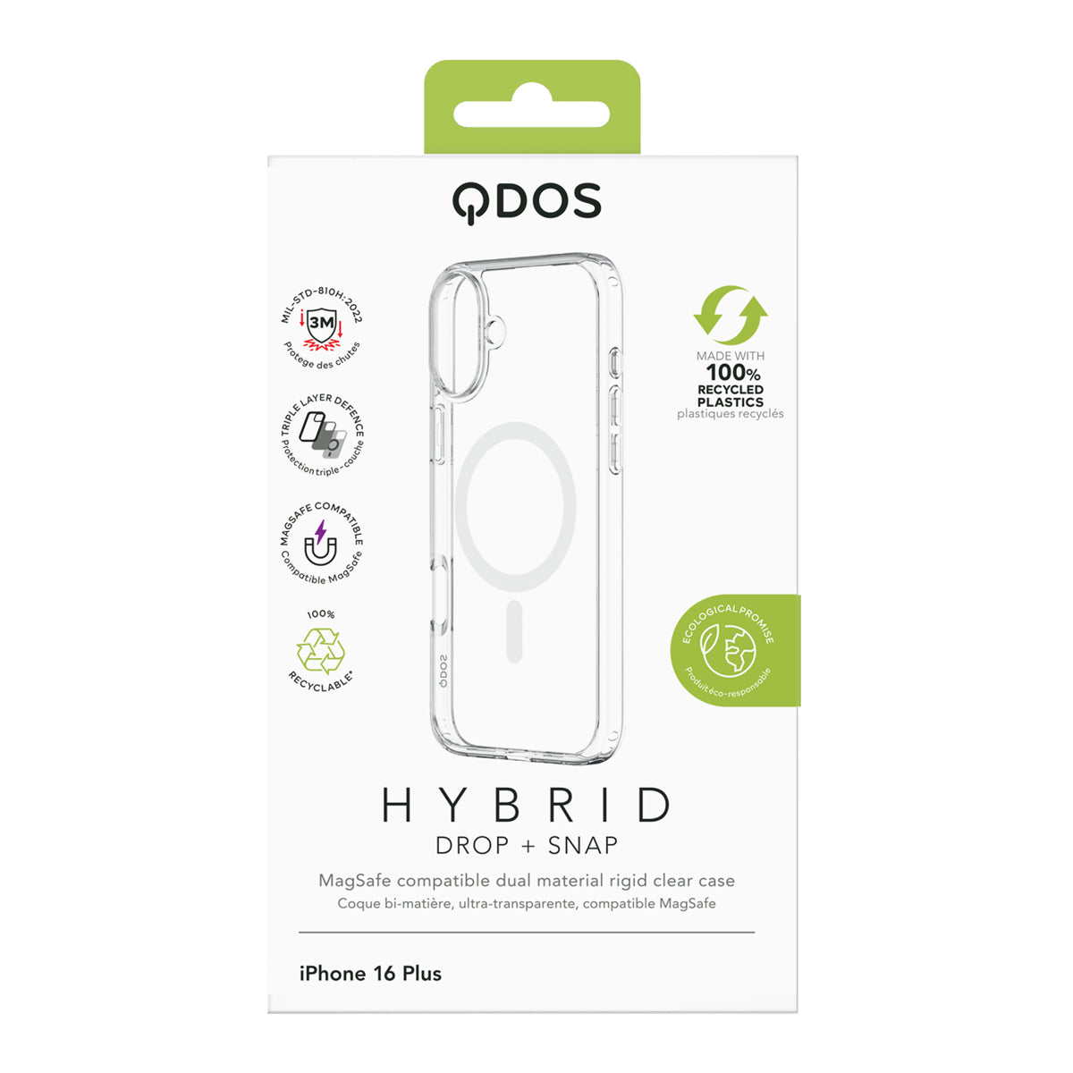 CASE QDOS HYBRID DROP IPH 16 PL CLR