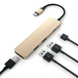 Adaptador Multipuerto SATECHI SLIM Tipo-C - Dorado