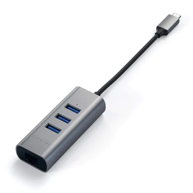 Concentrador satechi tipo C 2 en 1 USB 3,0 con Ethernet
