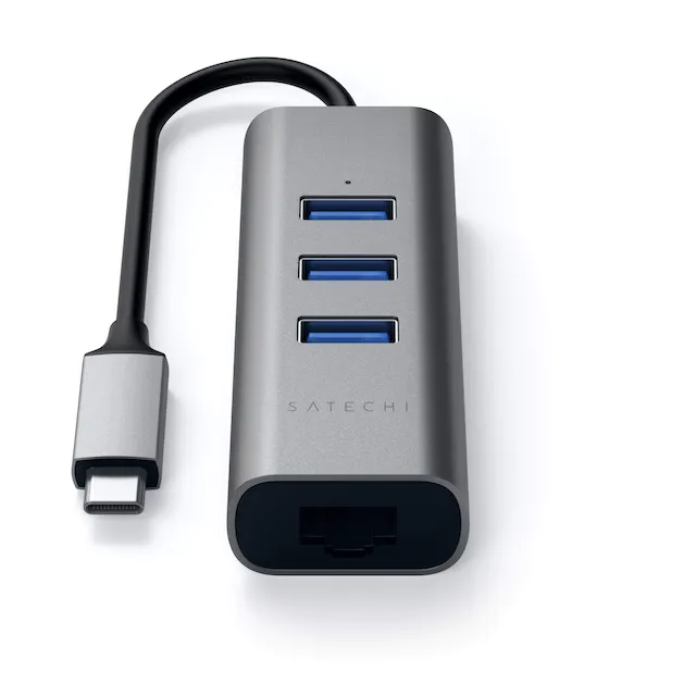 Concentrador satechi tipo C 2 en 1 USB 3,0 con Ethernet