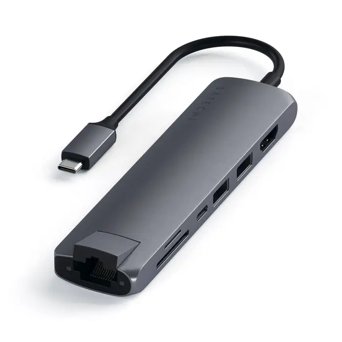 Adaptador Multipuerto SATECHI USB-C y ETHERNET - Gris Espacial