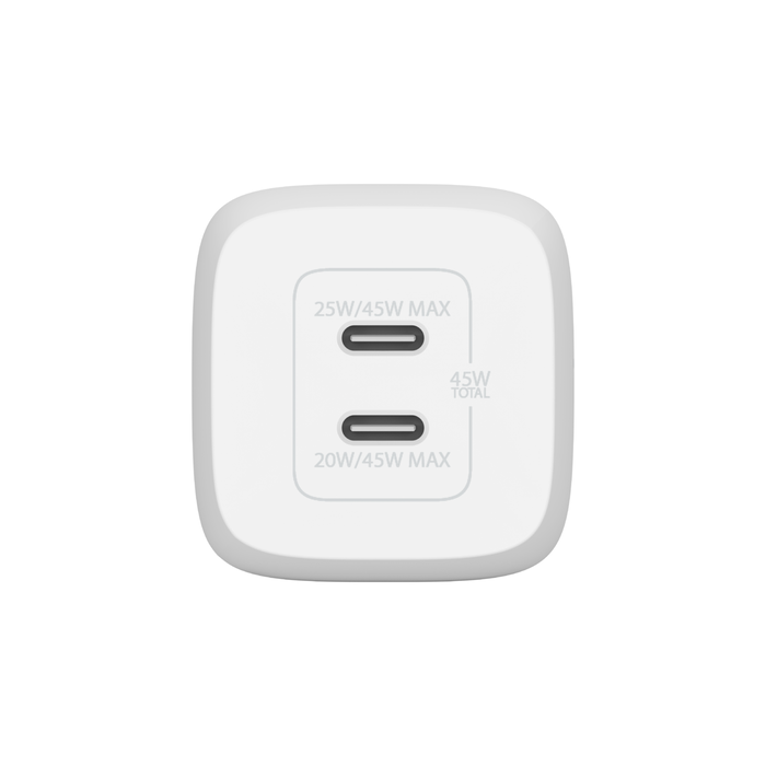 ADAPTADOR BELKIN DE PARED BOOSTCHARGE 45W GAN 2 PUERTOS