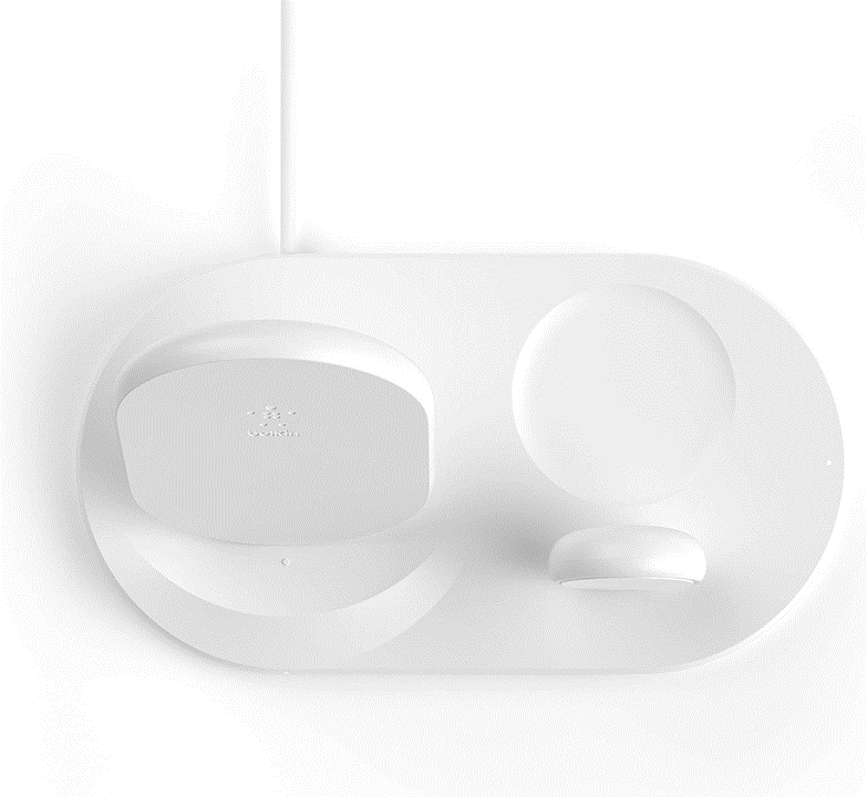 Base De Carga Stand Inalámbrica Belkin Qi 7.5w / 3 En 1 - Blanco