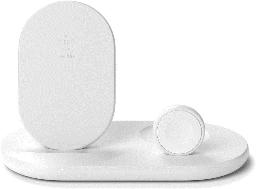 Base De Carga Stand Inalámbrica Belkin Qi 7.5w / 3 En 1 - Blanco