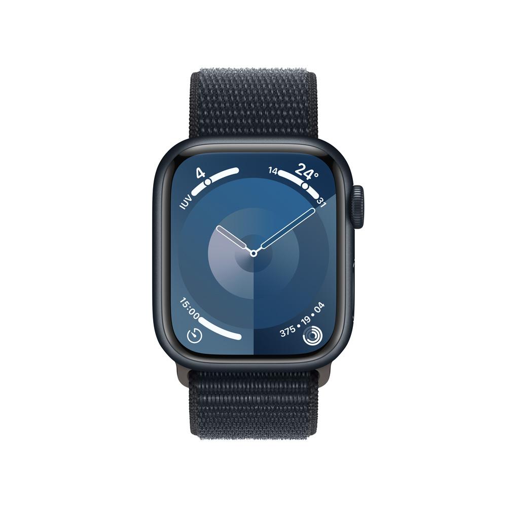 Apple Watch Series 9 GPS • Caja de aluminio color medianoche de 41 mm • Correa loop deportiva color medianoche