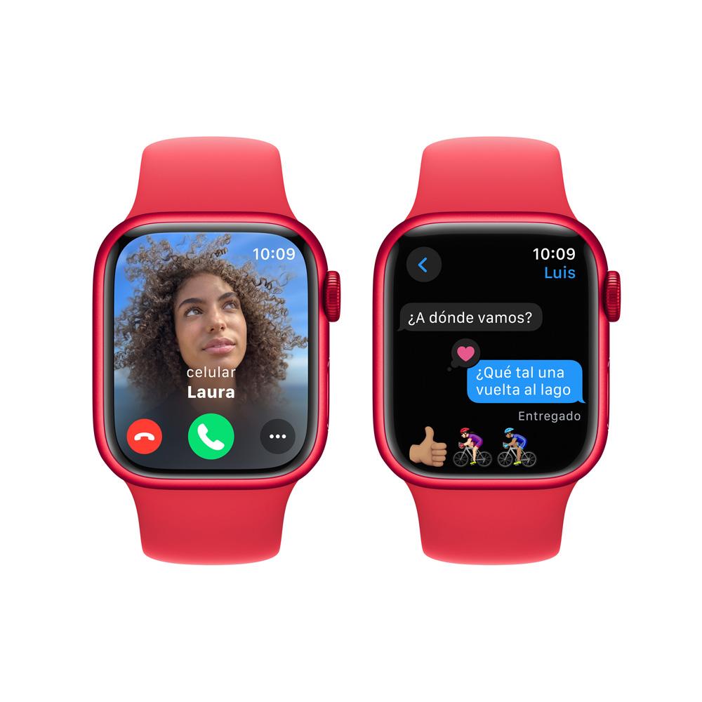 Apple Watch Series 9 GPS • Caja de aluminio (PRODUCT)RED de 41 mm • Correa deportiva (PRODUCT)RED - S/M