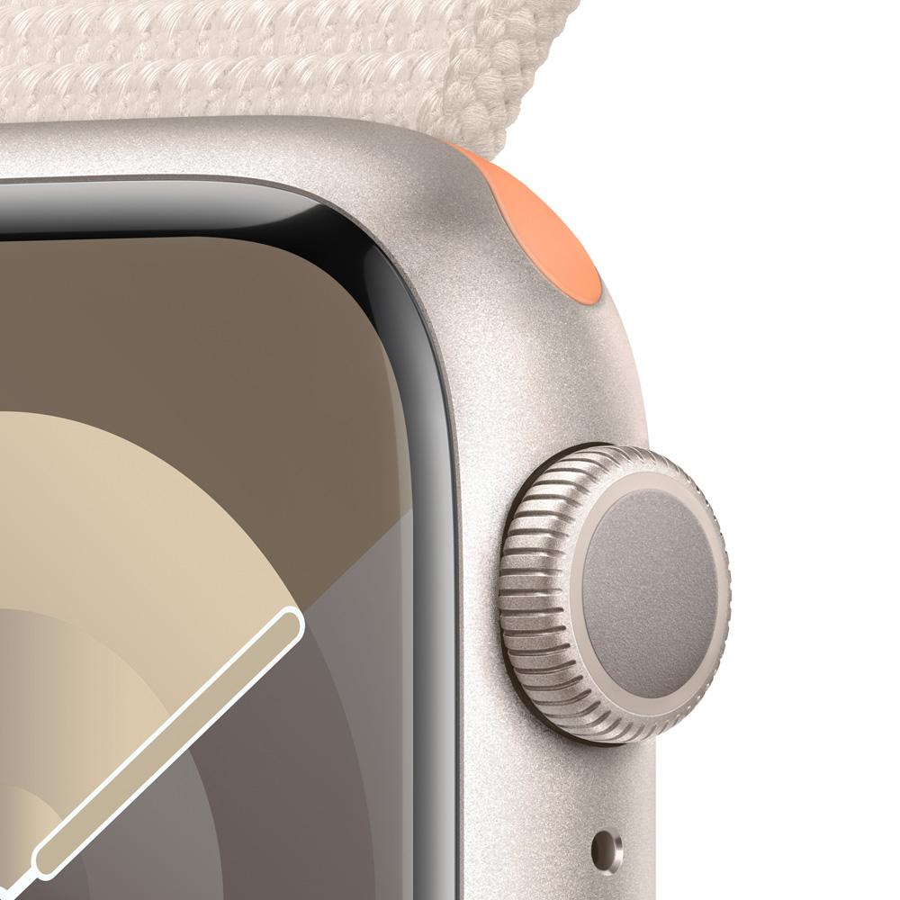Apple Watch Series 9 GPS • Caja de aluminio blanco estelar de 41 mm • Correa loop deportiva blanco estelar