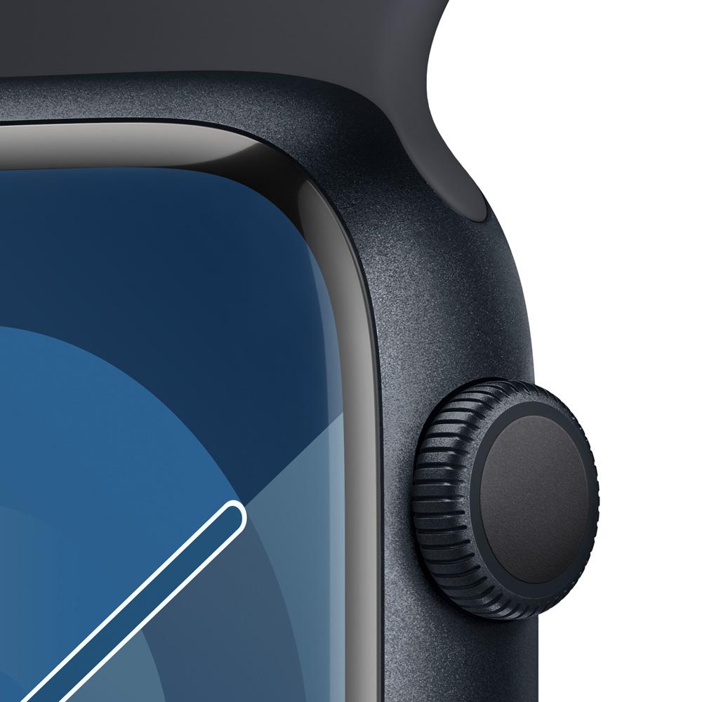 Apple Watch Series 9 GPS • Caja de aluminio color medianoche de 45 mm • Correa deportiva color medianoche - S/M