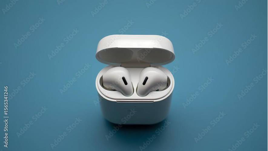 Unos Airpods abiertos para ilustrar como cambiar el nombre de mis airpods. 