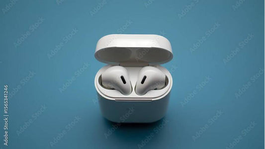Unos Airpods abiertos para ilustrar como cambiar el nombre de mis airpods. 