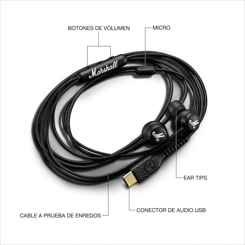 AUDIFONOS MARSHALL MODE USB-C IN EAR BLACK