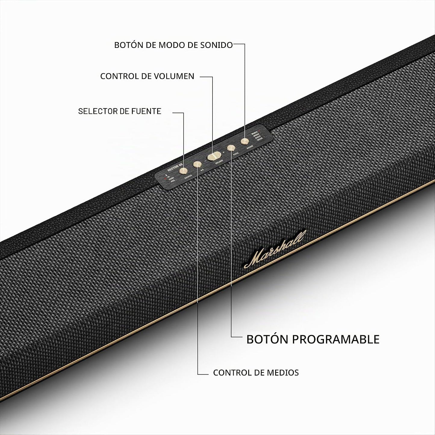 BARRA DE SONIDO MARSHALL HESTON 60 WIFI BLUETOOTH BLACK