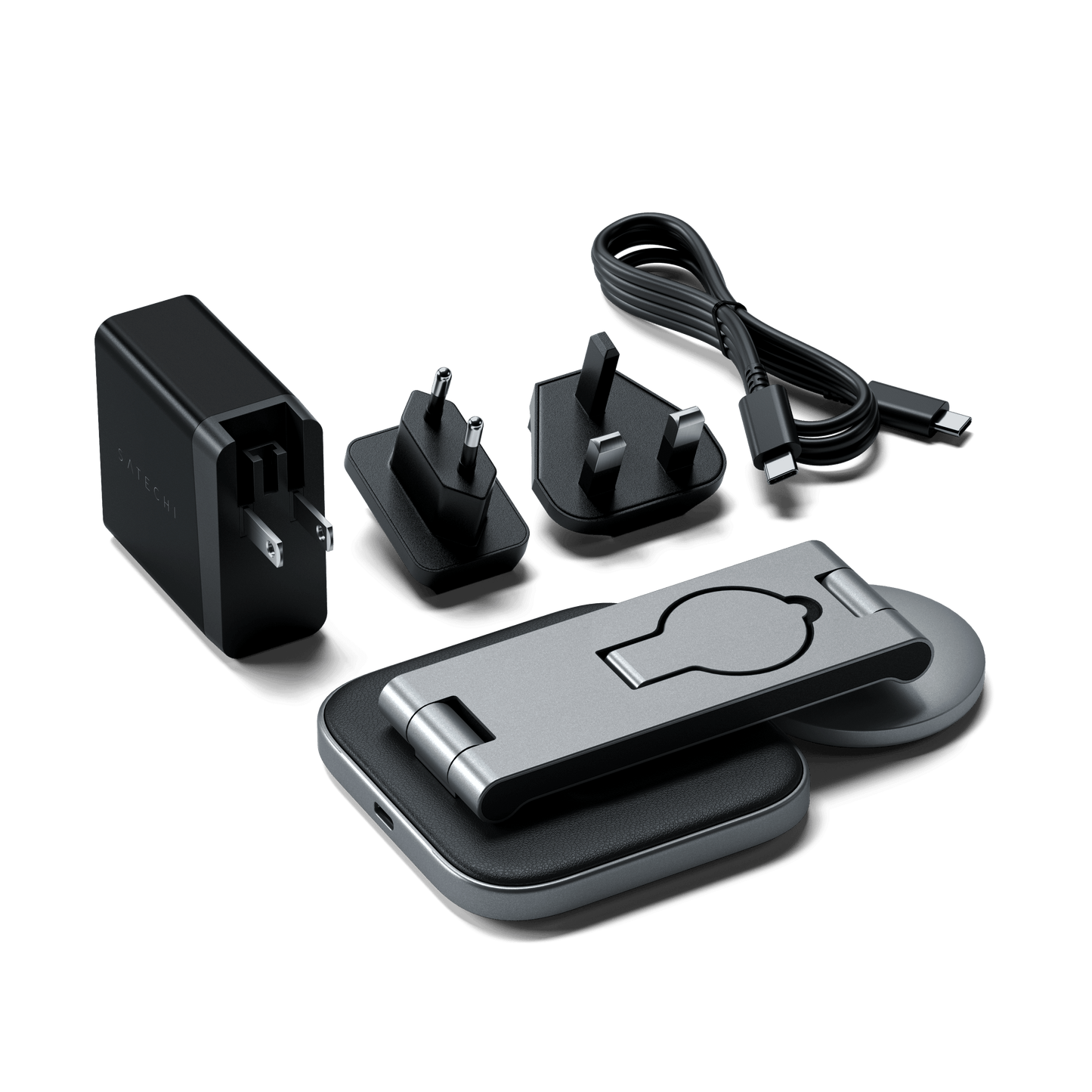 BASE DE CARGA SATECHI PLEGABLE 3 EN 1 QI2 MAGSAFE SPACE GRAY
