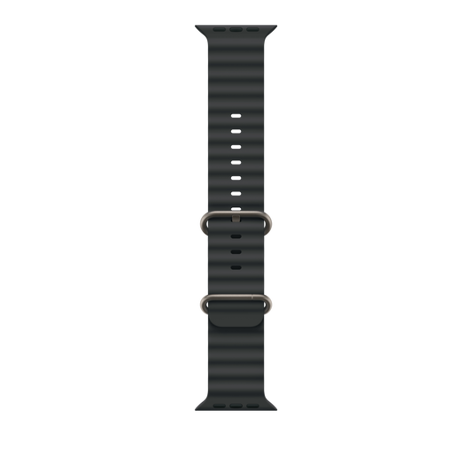 Correa Ocean negra para caja de 49 mm - Acabado de titanio natural