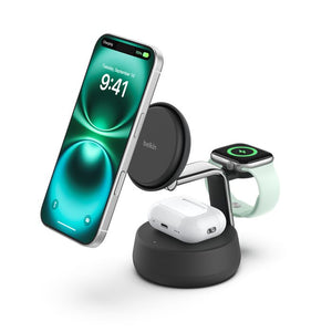 BASE DE CARGA BELKIN 3 EN 1 CHILLBOOST DOCK 25W QI2 CHARCOAL