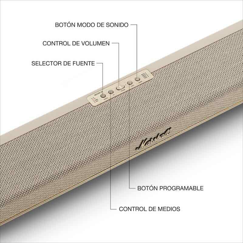 BARRA DE SONIDO MARSHALL HESTON 60 WIFI BLUETOOTH CREAM