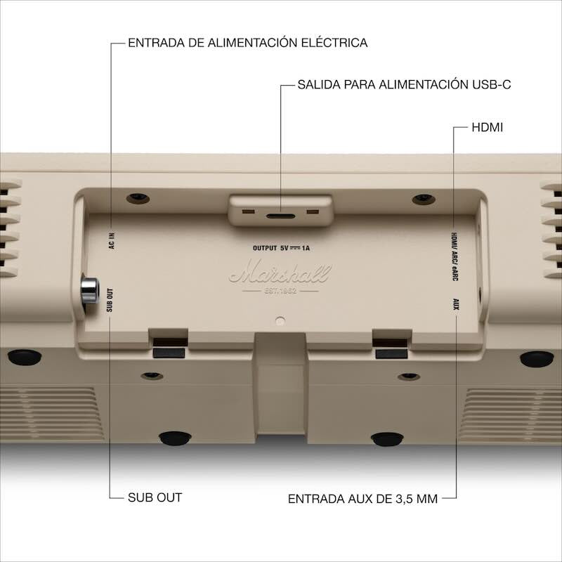 BARRA DE SONIDO MARSHALL HESTON 60 WIFI BLUETOOTH CREAM