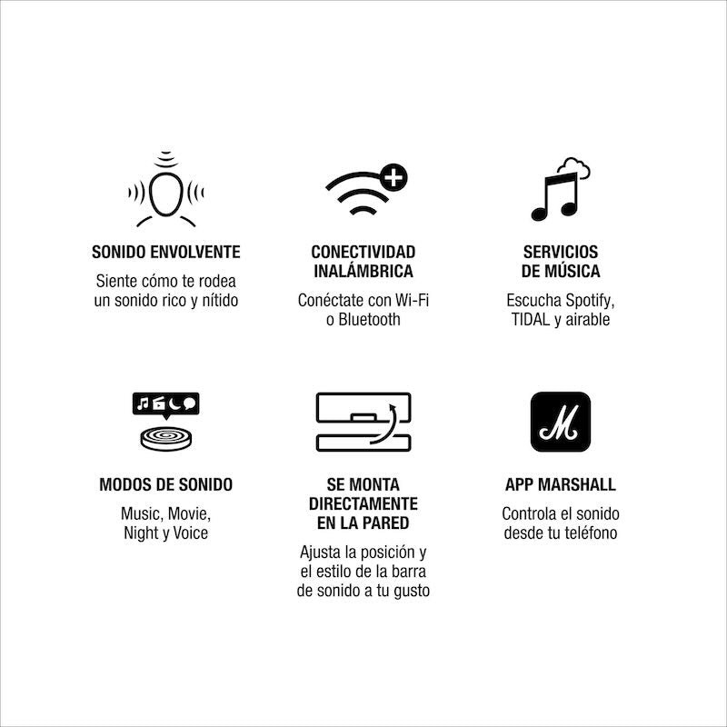 BARRA DE SONIDO MARSHALL HESTON 60 WIFI BLUETOOTH CREAM