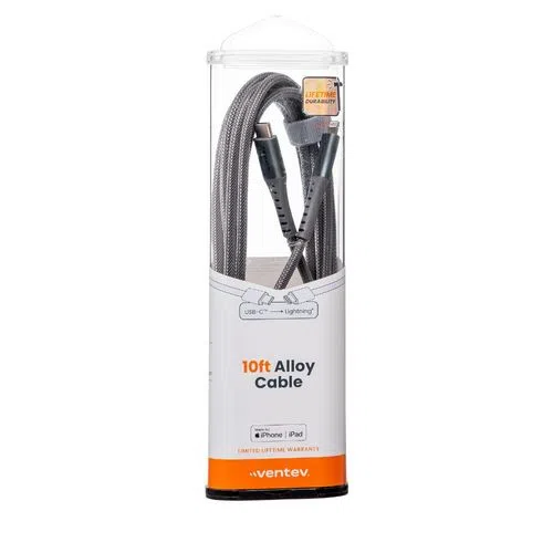 Cable de aleación Ventev USB-C a Lightning de 10 pies - Acero