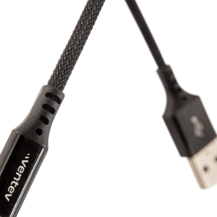 Cable de Aleacion Ventev de USB-A a Lightning de 4 pies - Negro Azabache