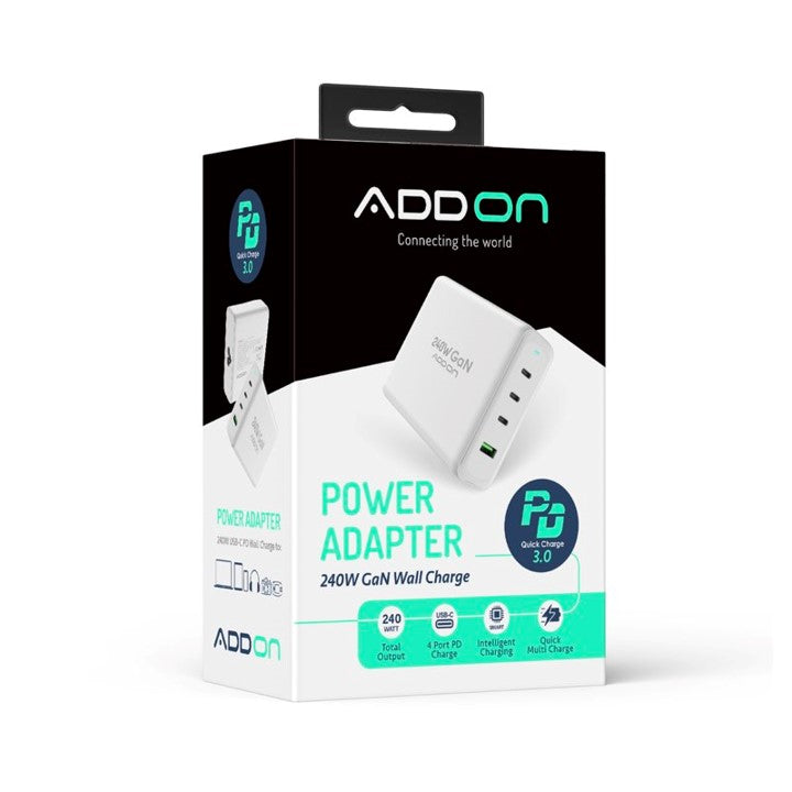 ADAPTADOR ADD ON DE PARED 240W GaN 4 PUERTOS