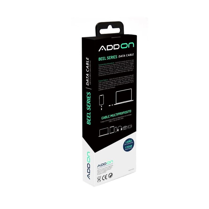 CABLE DE CARGA ADD ON USBC/USBC  2mt - BLACK