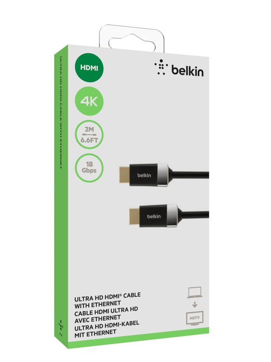Belkin High Speed 4K HDMI Cable with Ethernet, 2m, Black